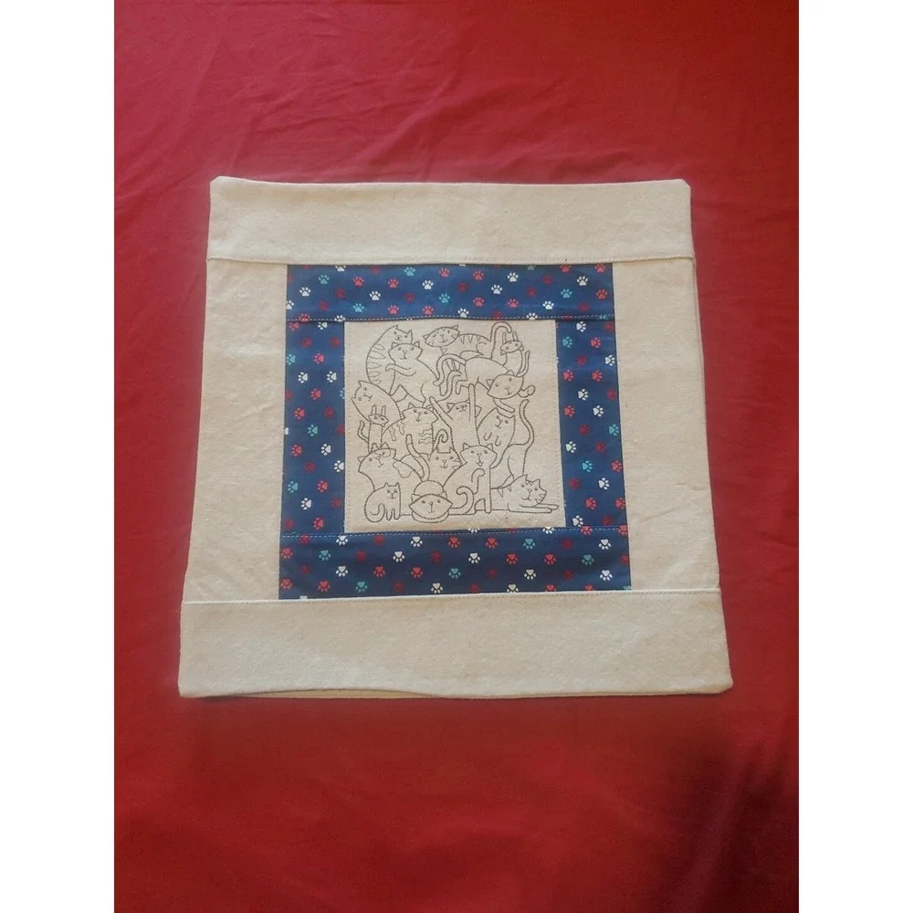 Set Of 2 Cat Pillowt@lk Pillow Cases For Throw Pillows 14.5x14.5  Cotton & Linen